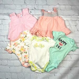 Besos by Kissy Kissy Pink Dress, Tommy Bahama Dress, & assorted bodysuits 0-6M
